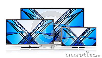 Set of widescreen TV displays Stock Photo