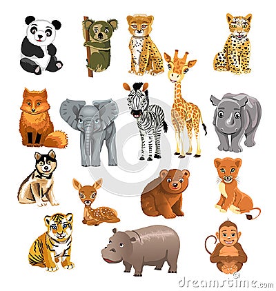 Set of wild animals Vector Illustration