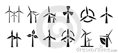 Set of wind turbine - vector Vector Illustration