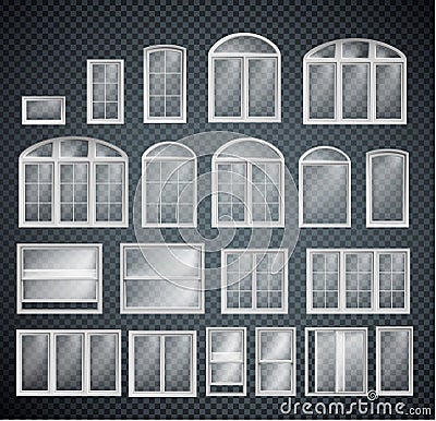 Set of window frames isolated on transparent background Stock Photo