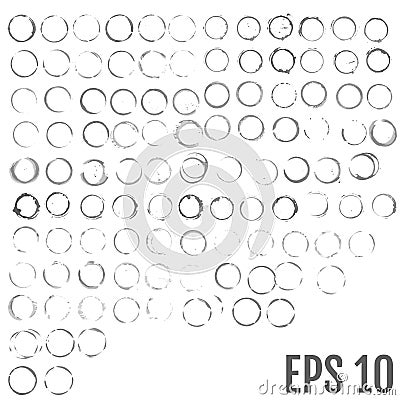 Vector black shapes of Wine circle and Coffee ring stains. Vector Illustration