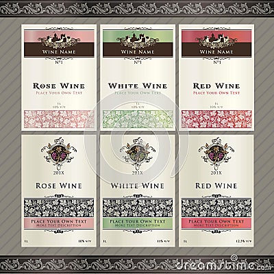 Set of wine label templates Vector Illustration