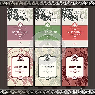 Set of wine labels Vector Illustration
