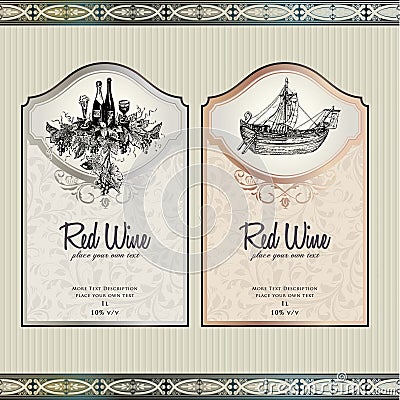 Set of wine labels Vector Illustration