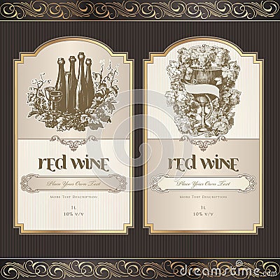 Set of wine labels Vector Illustration