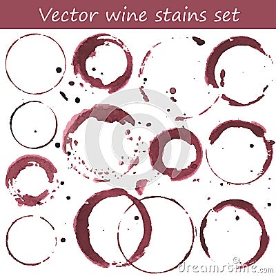 Set of Wine Stains Vector Illustration