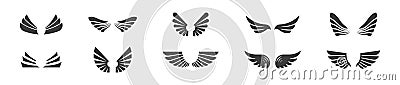Set of wings icons. Wings. Different shapes of wing collection. Vector illustration Vector Illustration