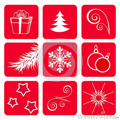 Set winter icons. Vector Illustration