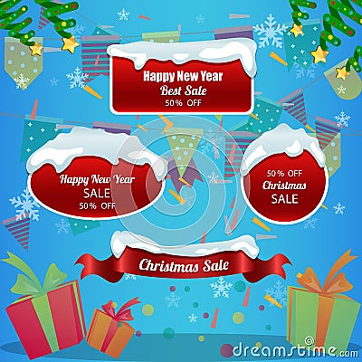 Set of Winter Promotion Design Template Vector Illustration