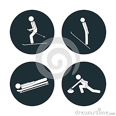 Set winter sport categories Vector Illustration