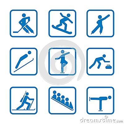 Set of winter sport icons Stock Photo