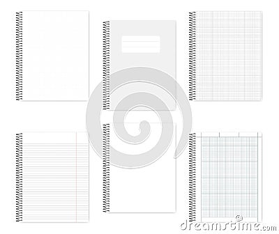 Set of wire bound letter format notebooks, vector mock up Vector Illustration