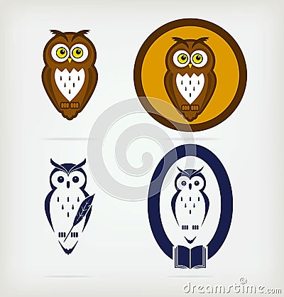 Set of wise owls Vector Illustration