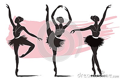 Set of Woman ballerina, ballet logo icon for ballet school dance studio vector illustration Vector Illustration