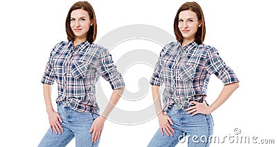 Set woman in casual clothes isolated on white background, collage Stock Photo