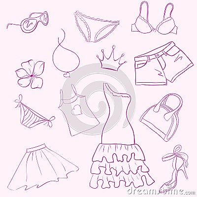 Set woman clothes Vector Illustration