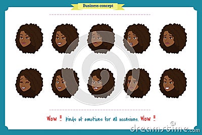 Set of woman expression isolated. Isolated on white.Cute woman emotional female head illustration. vector face girl, sad, smiling. Vector Illustration