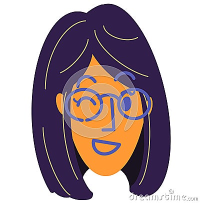 Set of woman face emotion expression happy sad crying laughing bored cartoon illustration Cartoon Illustration