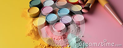 white skincare accessory layout cosmetic product beauty object facial fashion background. Generative AI. Stock Photo