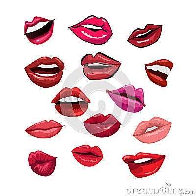 Set of womans lips. Stock Photo