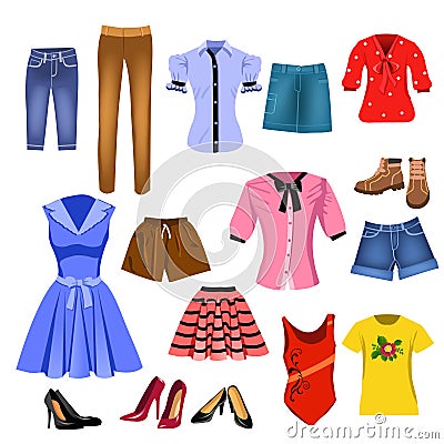 Set of women clothes Vector Illustration