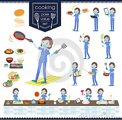 Flat type surgical doctor women mask goggle_cooking Vector Illustration