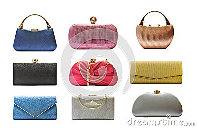 Set of Women handbags isolated on white Stock Photo