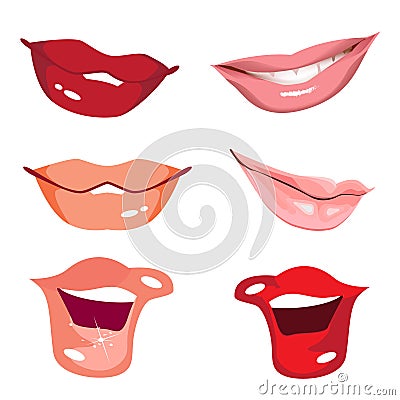 Set women lips Vector Illustration