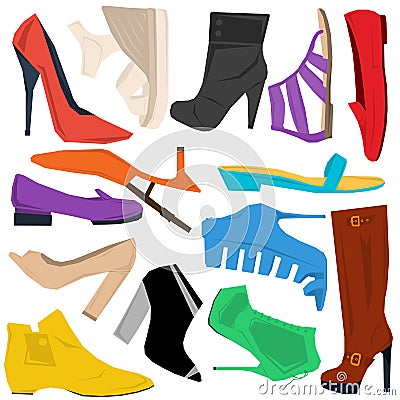 Set of women shoes in flat style Vector Illustration