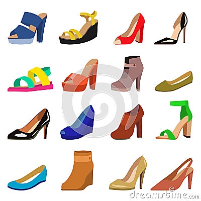 Set of womens shoes flat design vector. Vector Illustration