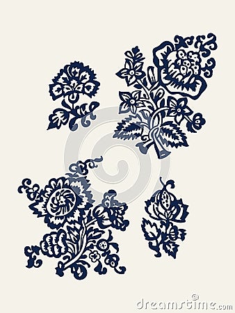 Ethnic blockprint elements Vector Illustration