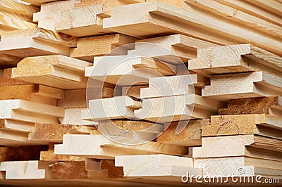 Set of wood lumber materials Stock Photo