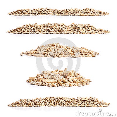 Set of wood pellets Stock Photo