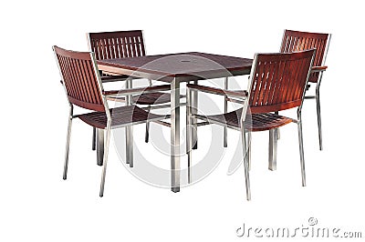 Set of wood table and chair kit Stock Photo