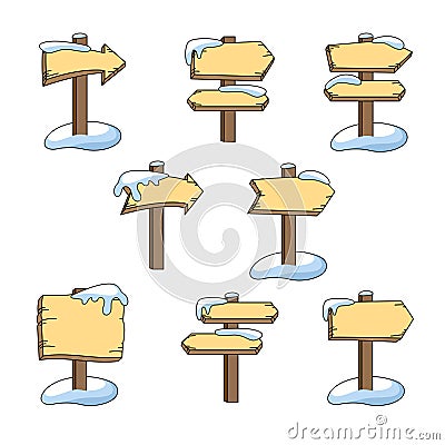 Set of wooden arrows on a white background Stock Photo