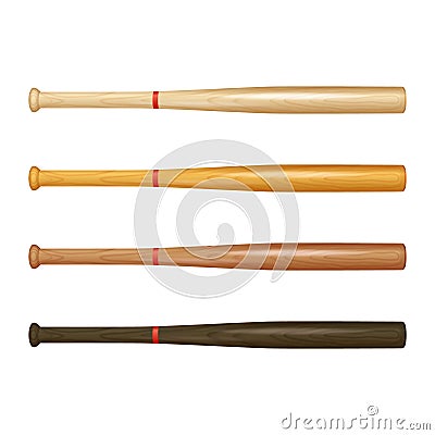 Set of wooden baseball bats Vector Illustration