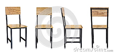 Set of wooden chair isolated on white Stock Photo
