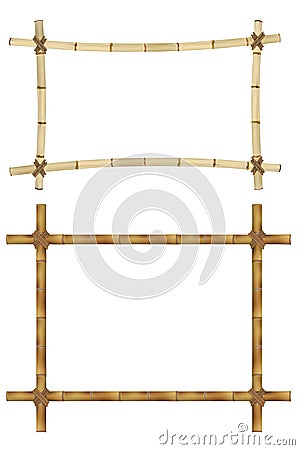 Set of Wooden frame of old bamboo sticks. Vector Illustration