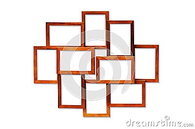 Set of wooden frames isolated Stock Photo