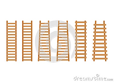 Set wooden step ladder. Classic staircase Vector Illustration