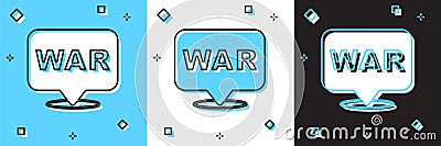 Set The word war icon isolated on blue and white, black background. International military conflict. Army. Armament Vector Illustration