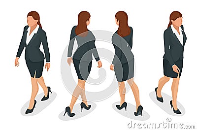 Set of working elegant business women in formal clothes. on white background. Create your isometric person for vector Vector Illustration