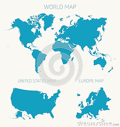 Set World American Europe map vector illustration Vector Illustration