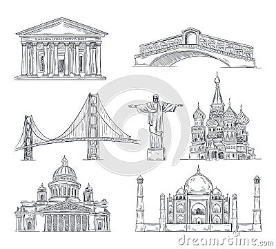 Set of world attractions Vector Illustration