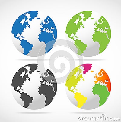 Set of World Globe Maps Stock Photo