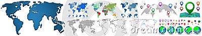 Set World Map Earth Planet, colourful world countries and country names, division into countries, continents of the planet Vector Illustration