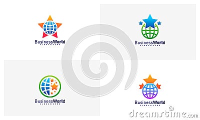 Set of World Star logo vector template, Creative world logo design concepts Stock Photo