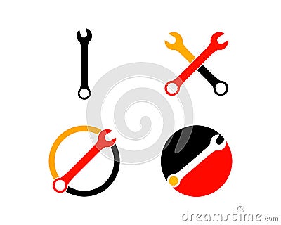 Set of Wrench Automotive Repair Service Logo Vector Illustration