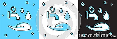 Set Wudhu icon isolated on blue and white, black background. Muslim man doing ablution. Vector Vector Illustration