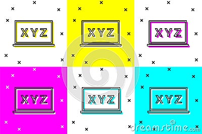 Set XYZ Coordinate system on chalkboard icon isolated on color background. XYZ axis for graph statistics display. Vector Vector Illustration